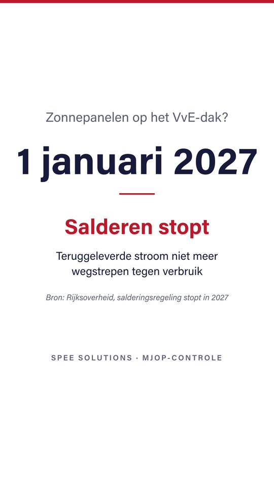 Korte video: zonnepanelen op het VvE-dak, salderen stopt op 1 januari 2027 &mdash; Spee Solutions